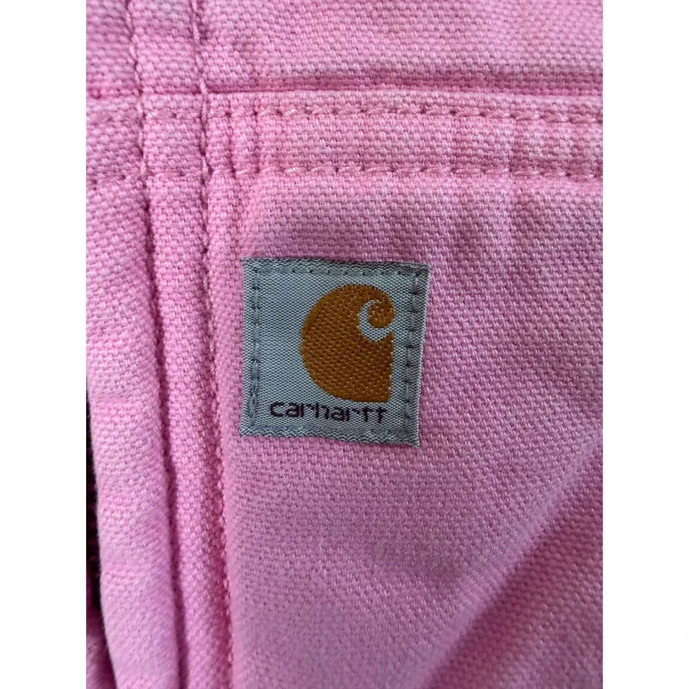 Carhartt Sherpa Lined Hooded Duck Girls 2T Pink Canvas Jacket Coat Good - Picture 2 of 14